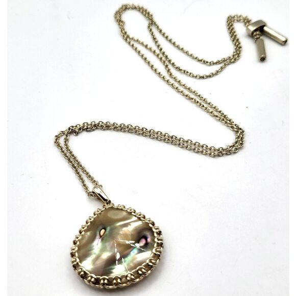 Teardrop Abalone Faceted Pendant Necklace 30in - Picture 1 of 5